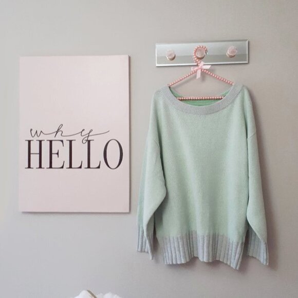 NWT Free People lime grey cotton blend oversize relaxed fit sweater, S - Picture 14 of 15